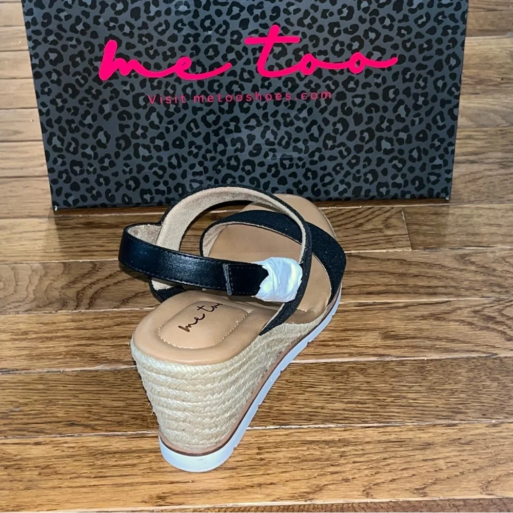 Me Too Gavin Slingback Espadrilles Wedge Sandals Black & Tan Women’s Size 11